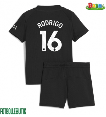 Manchester City Rodri Hernandez #16 Bortaställ Barn 2025-26 Kortärmad (+ Korta byxor)